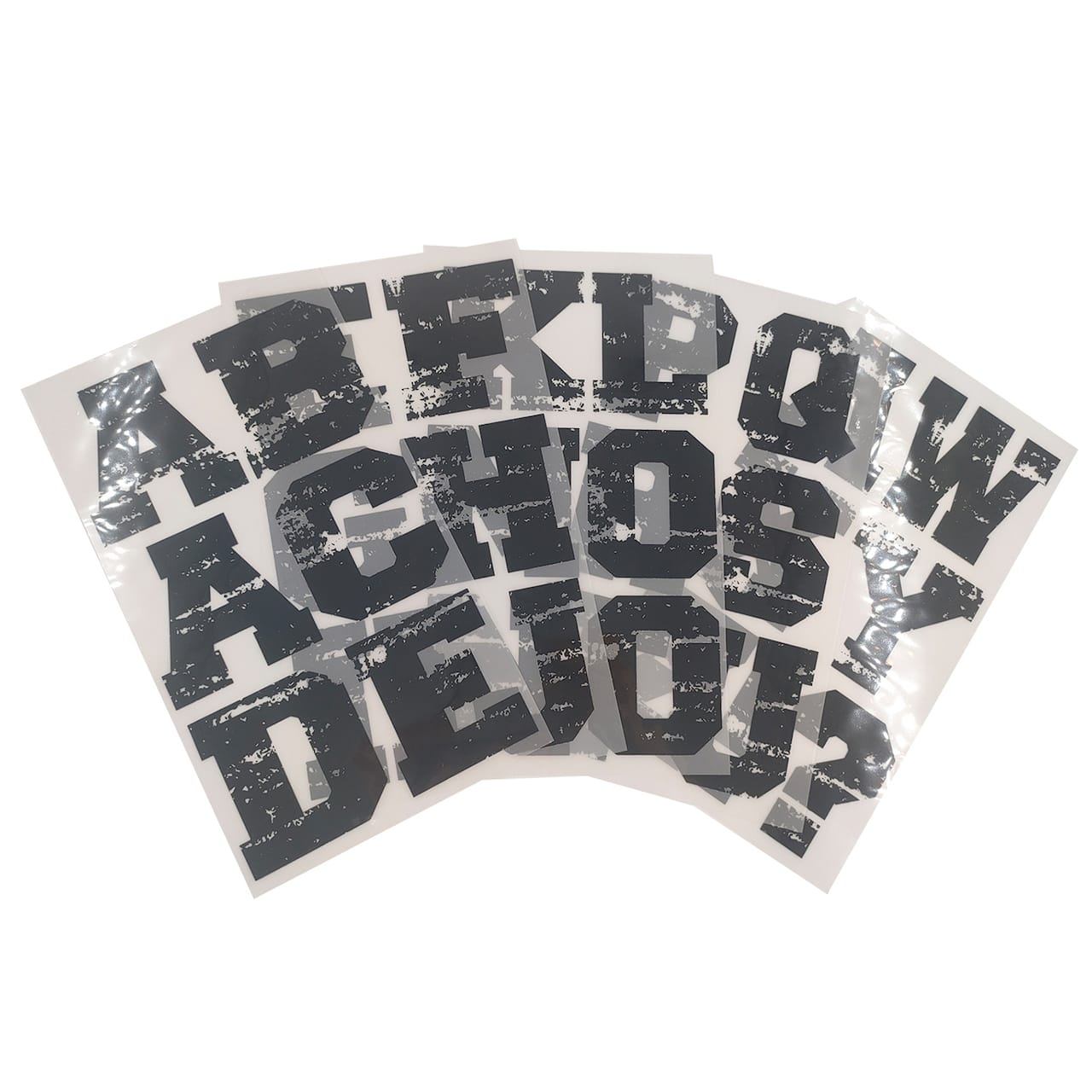 12 Packs: 32 ct. (384 total) 3" Iron-On Distressed Black Letters by Make Market®